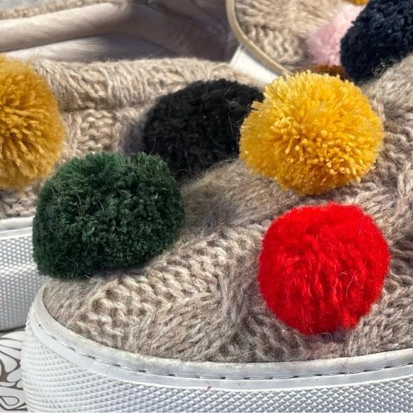 Joshua Sanders tan Wool Blend Pom Pom Slip On Sneakers - Picture 14 of 15